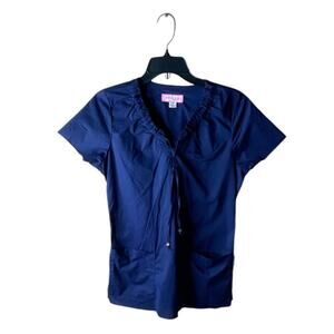 Kai Katly Paterson Top Size S Cinched Waist Short Sleeve Casual Pullover Preppy